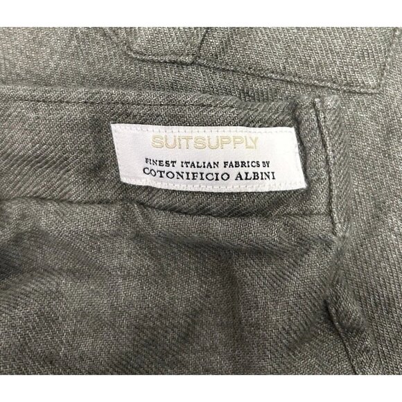 SUITSUPPLY Shirt Size 41/16 Mens Green Pure Linen Chambray Extra Slim Fit - Picture 8 of 10